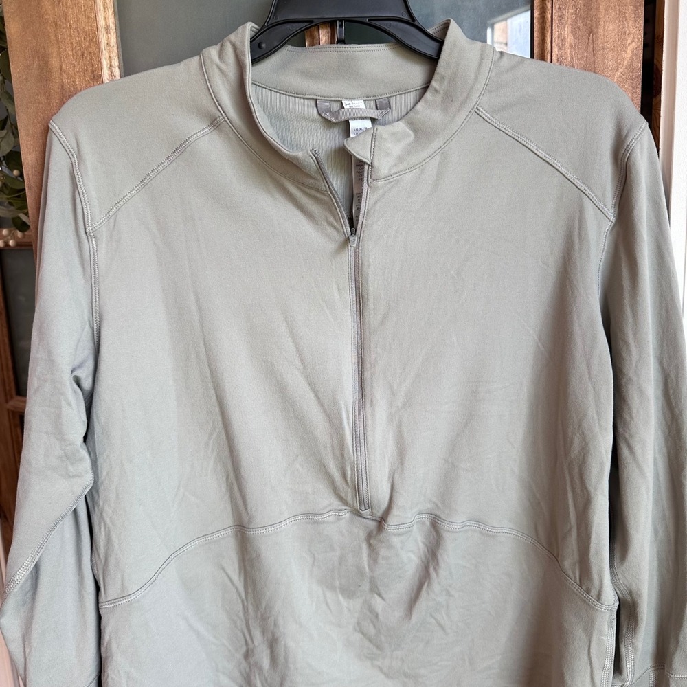 CRZ YOGA Quarter Zip Pullover Womens XL Sage Green Ribbed Thumbhole Activewear - Picture 6 of 10